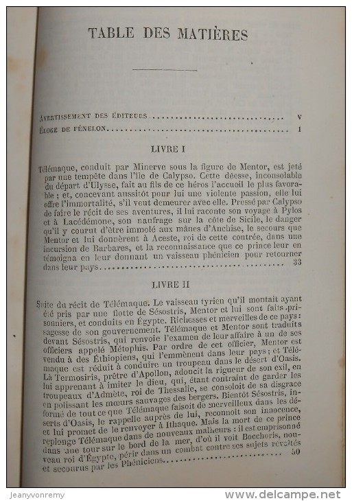 Les Aventures De Télémaque Suivies Des Aventures D'Aristonoüs. Par Fénelon. 1872. - 1801-1900