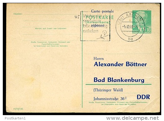 DDR P70 IA Postkarte Privater Zudruck Böttner #2 Weihnachtspost  Aachen 1960 - Privé Postkaarten - Gebruikt