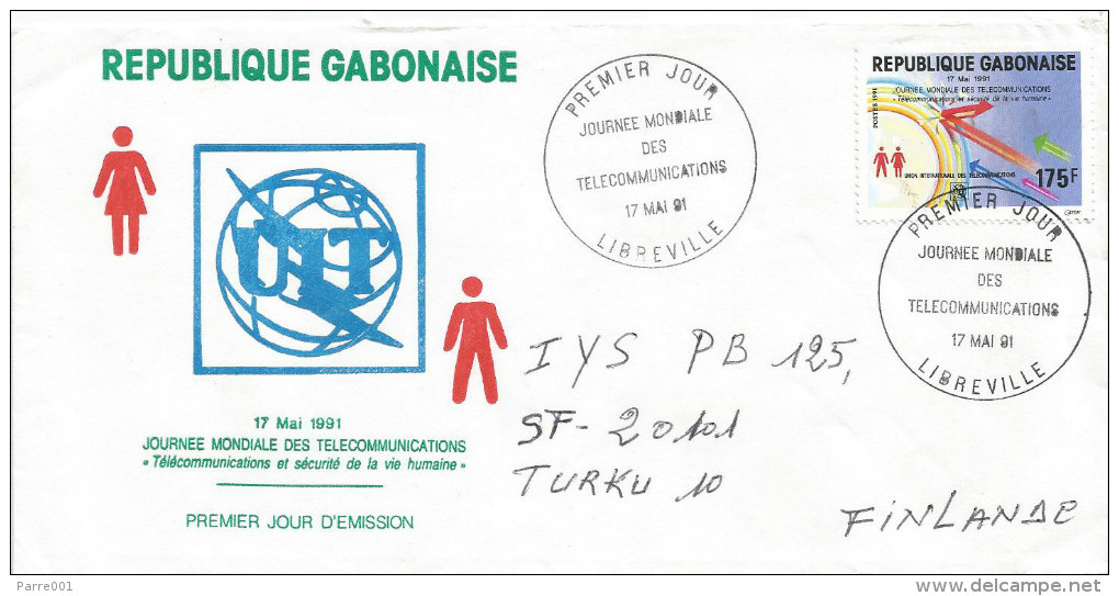 Gabon 19891 Libreville Space Telecommunication ITU Earth FDC Cover - Afrique