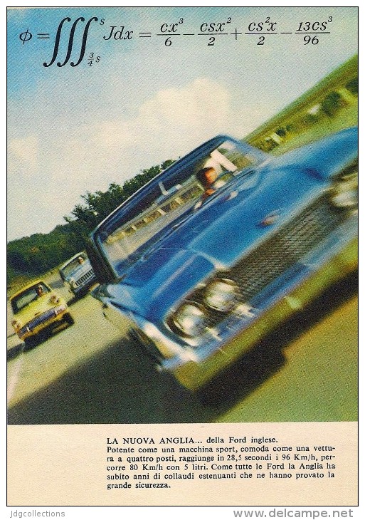 # FORD ANGLIA 1960s Car Italy Advert Pub Pubblicità Reklame Auto Voiture Coche Carro - Cars