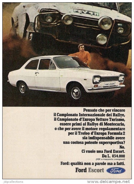 # FORD ESCORT RALLY 1960s Car Italy Advert Pub Pubblicità Reklame Auto Voiture Coche Carro - Cars