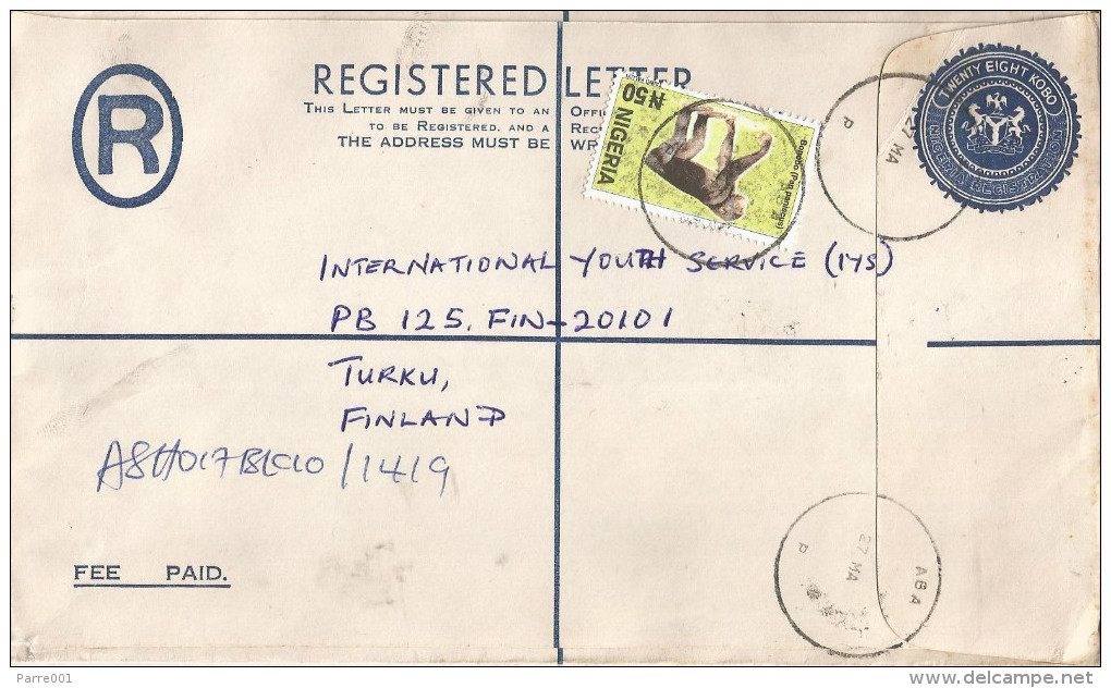 Nigeria 2003 Aba Bonobo Ape Monkey 28K Stationary Registered Cover - Nigeria (1961-...)