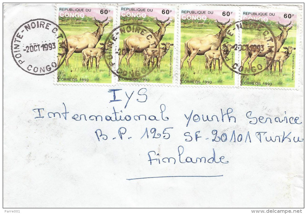 Congo 1993 Pointe Noire CTMT Antilope Hartebeest Cover - Afgestempeld