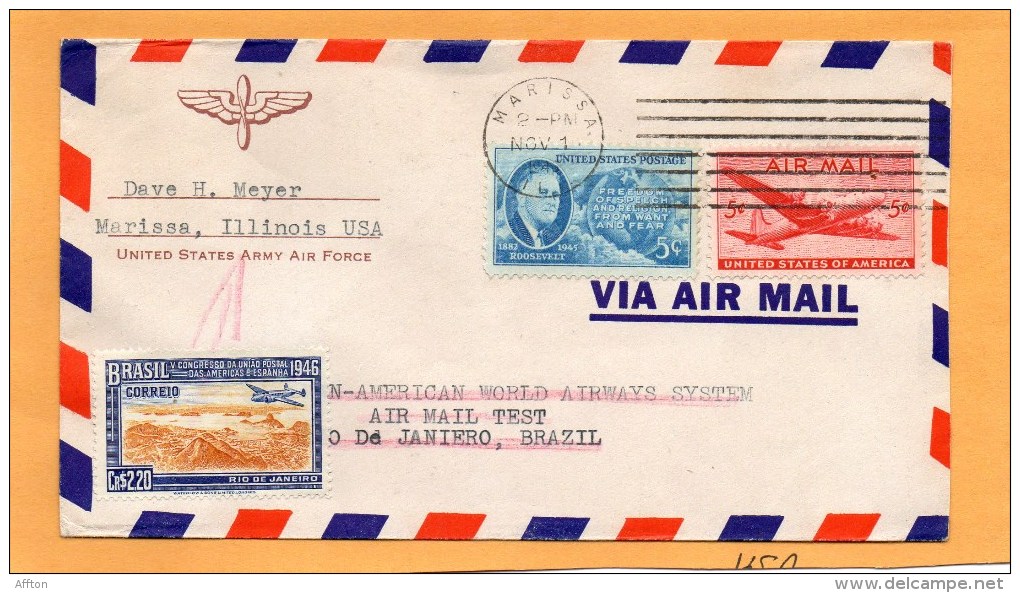 USA 1946 Air Mail Cover Mailed To Brazil And Returned To USA - Poste Aérienne