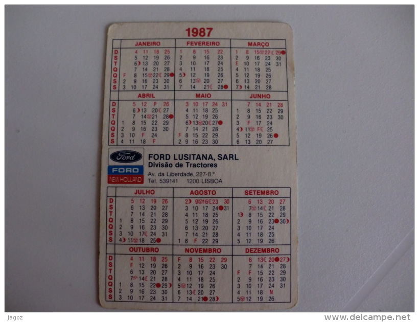 Ford Lusitana, SARL Combine Harvester Newholland Portugal Portuguese Pocket Calendar 1987 - Formato Piccolo : 1981-90