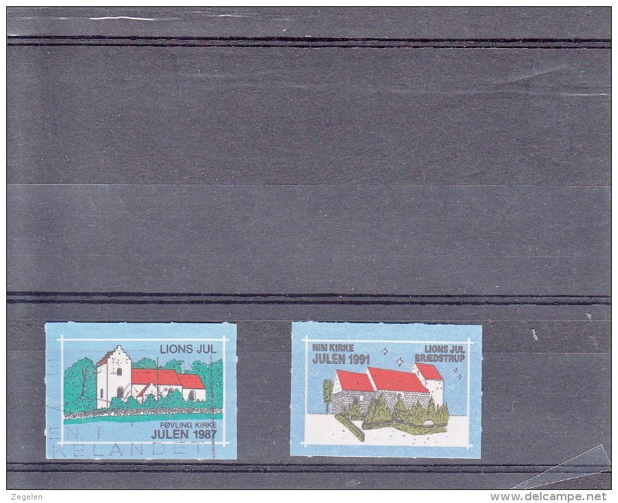 Denemarken Kerstvignetten Braedstrup Lions Club 1987-1993 Cat 6.00 DKK - Local Post Stamps