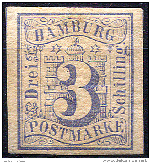 HAMBURG 1859 Wmk Imperf - Mi.4 (Yv.4, Sc.4) MH (orig. Gum) All Margins (perfect) VF - Hamburg