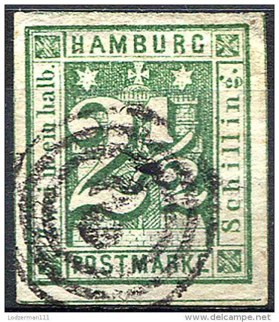HAMBURG 1864 Wmk Imperf - Mi.9 (Yv.10, Sc.12) Used (cancel Thurn-Taxis 2) Perfect (VF) - Hamburg