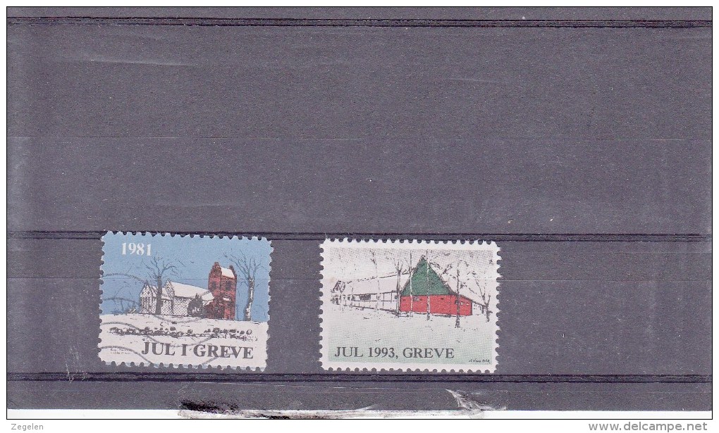 Denemarken Kerstvignetten Greve Handbold 1981-1993 12.00 DKK - Lokale Uitgaven