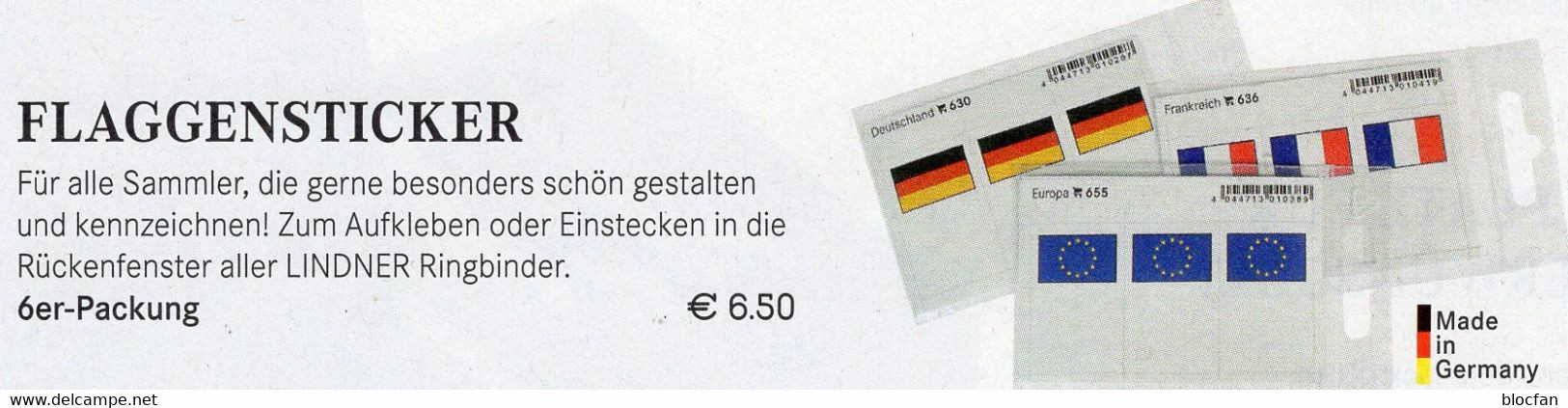 Vario 6-Pack In Farbe 3x2 Flaggen-Sticker 7€ Zur Kennzeichnung Von Alben+Sammlungen Firma LINDNER #600 Flag Of The World - Accessori