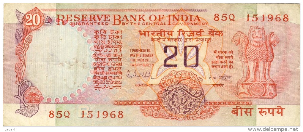 BILLET # INDE  # 20 ROUPIES  # PICK 82 G  # 1980 / 81  # CIRCULE # - India