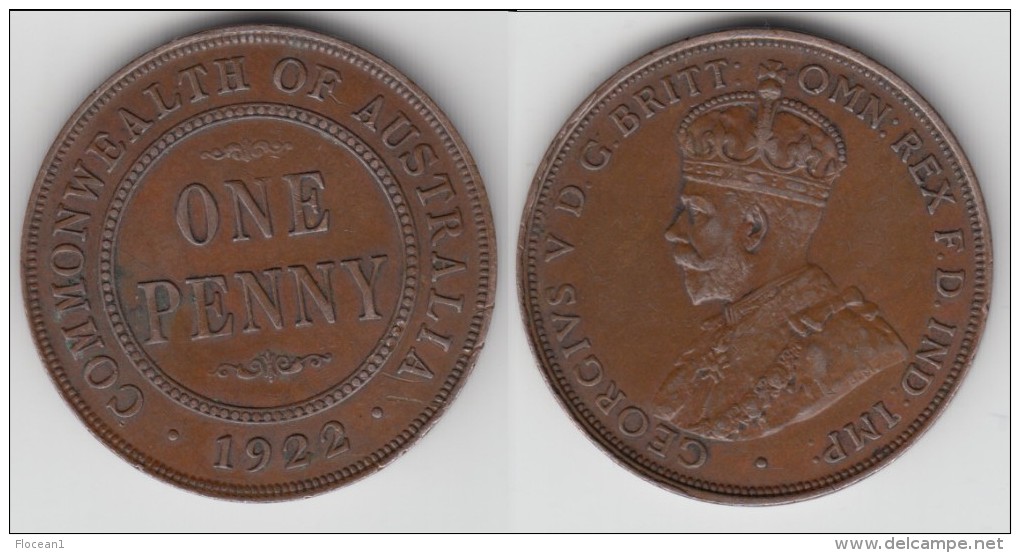 AUSTRALIE - AUSTRALIA **** 1 PENNY 1922 - ONE PENNY 1922 GEORGE V **** EN ACHAT IMMEDIAT !!! - Penny