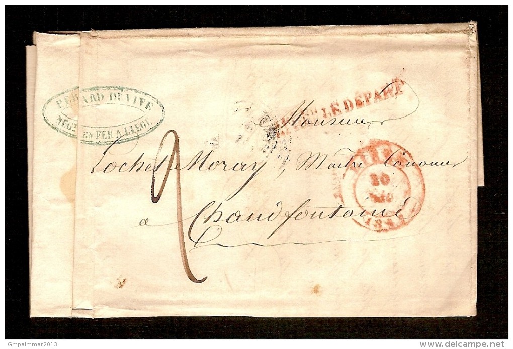 Voorloper Verstuurd Te LIEGE / LUIK Dd. 20/12/1847 Naar CHAUDFONTAINE, Firma Logo PERARD DU VIVE En APRES LE DEPART  ! - 1830-1849 (Belgica Independiente)