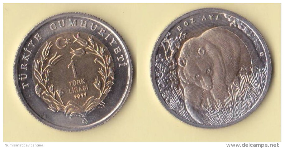 Turchia 1 Lira 2011  Bimetallici Orso Animali - Turchia