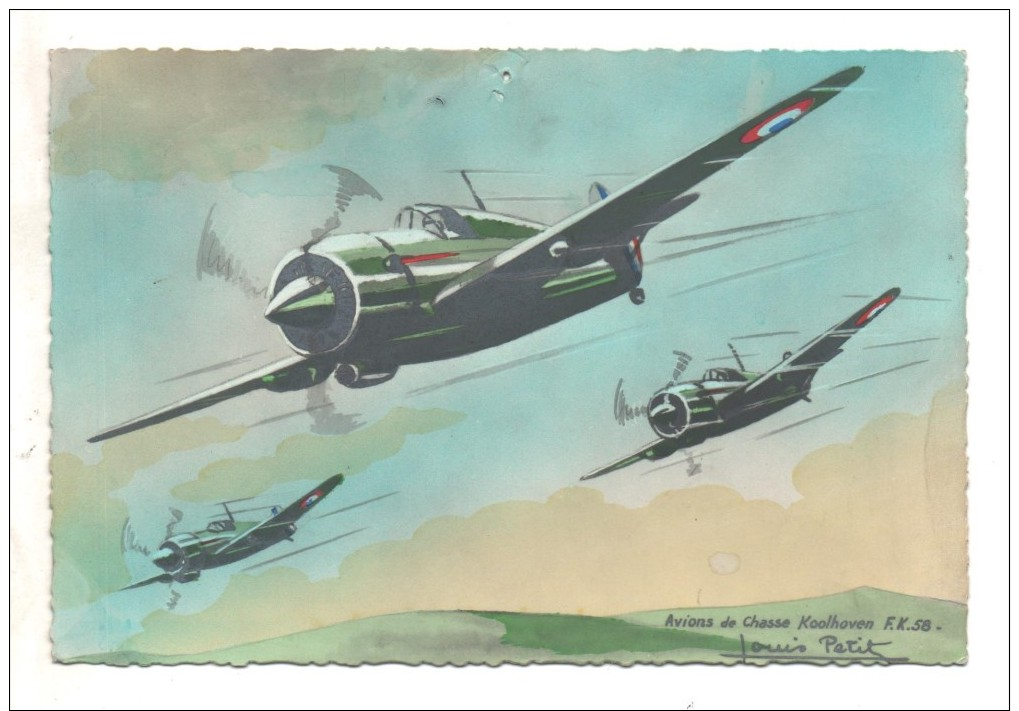 Avions De Chasse Koolhoven F.K.58. Dessin De Louis Petit Exclusivité ERPE - 1939-1945: 2ème Guerre