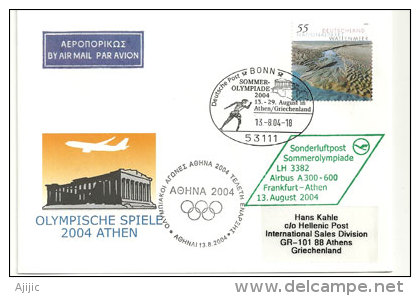 Vol Des Athlètes Allemand Aux J.O D'Athènes, Enveloppe Souvenir De La Lufthansa - Summer 2004: Athens