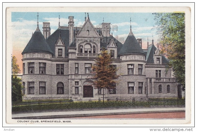 USA - SPRINGFIELD MA ~ COLONY CLUB BUILDING ~1920s Vintage Massachusetts Postcard~ ARCHITECTURE [4584] - Springfield