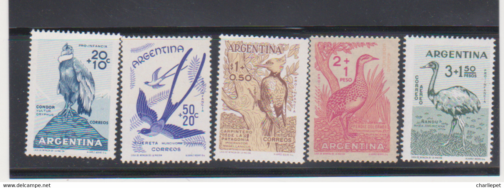 Argentina Scott # B22-24 - CB17-18  MNH  5 Diffrent  Birds - Ostriches