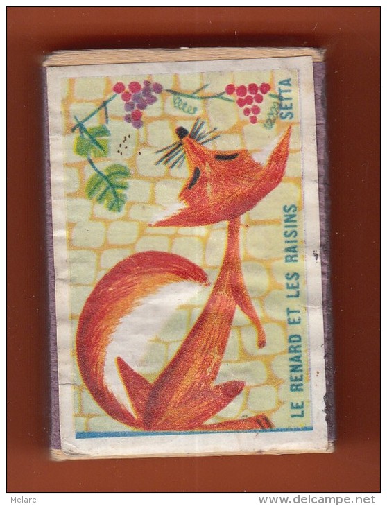 Boite D'allumettes Ancienne Fable La Fontaine Le Renard Et Les Raisins - Boites D'allumettes - Etiquettes