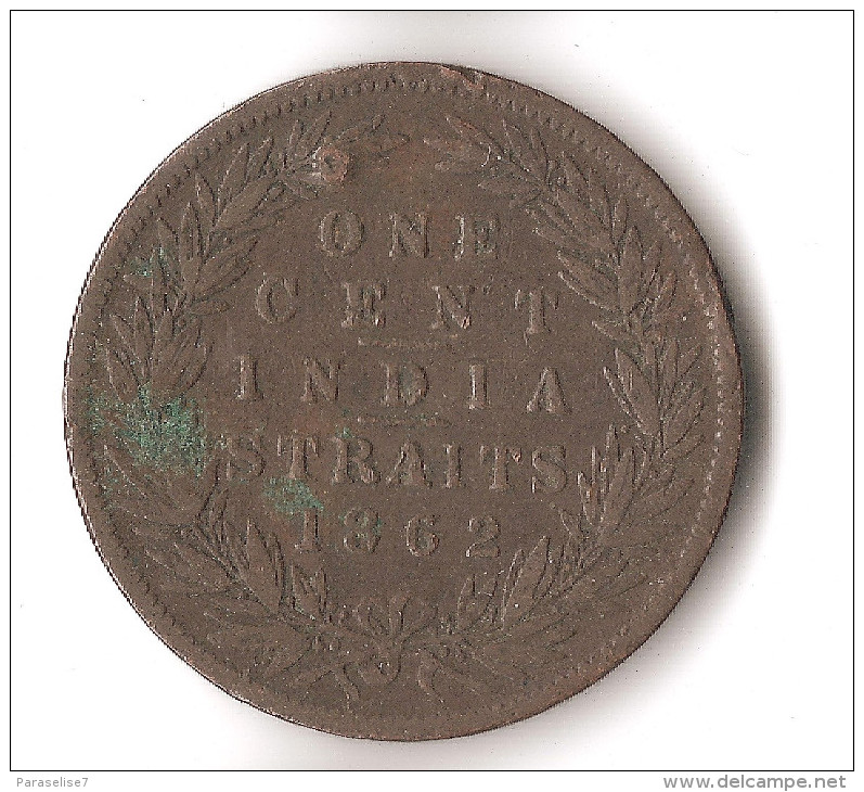INDE   1  CENT  STRAITS 1862  VICTORIA  RARE ! - India