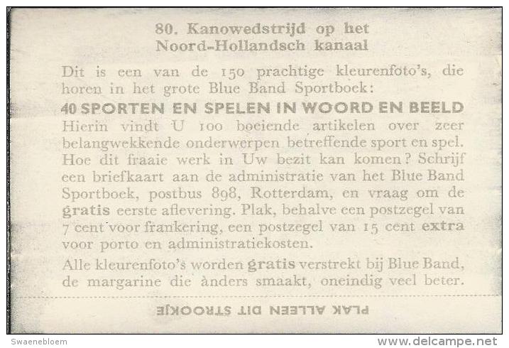 0080. Kanowedstrijd Op Het Noord-Hollands Kanaal - Blue Band. Sportboek: 40 Sporten In Woord En Beeld. Kano - Aviron