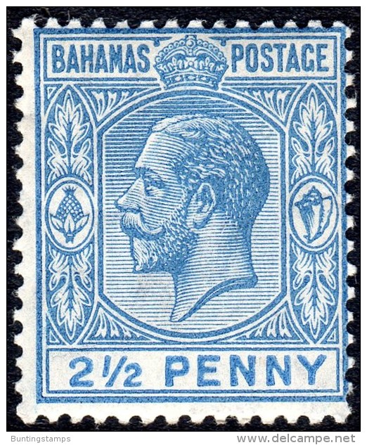 Bahamas  1912 Wmk Mult Crown CA  KGV  SG84  2 1/2d Ultramarine  Lightly Mounted Mint - 1859-1963 Kolonie Van De Kroon