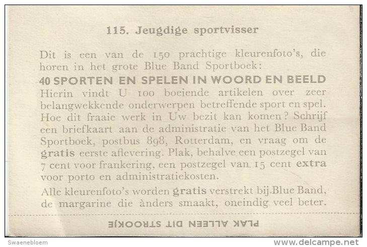 0115. Jeugdige Sportvisser - Blue Band. Sportboek: 40 Sporten In Woord En Beeld. Politieagent. Hengel. Visser. - Fishing