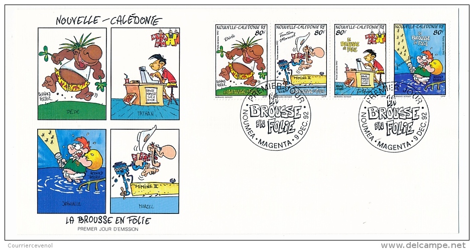 NOUVELLE CALEDONIE - FDC - La Brousse En Folie (Bande Dessinée BD)  - 1992 - FDC