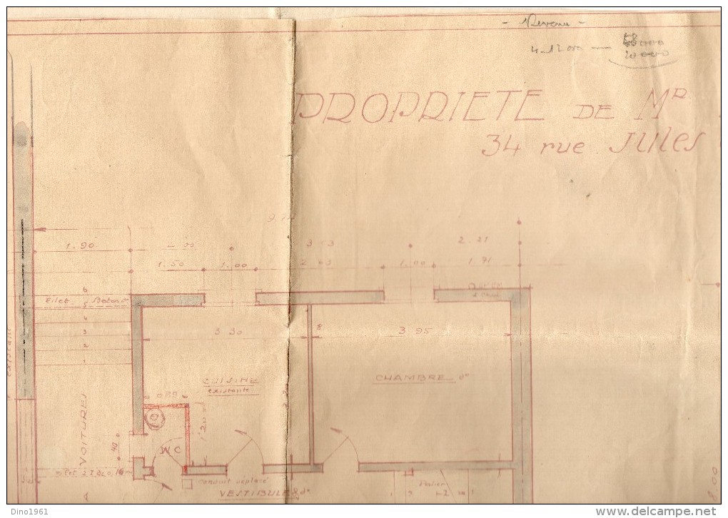 VP959 - LES LILAS -  Grand Plan ( 70 X 60 ) Propriété De Mr MELLIER / Architecte E. LEFEVRE  BAGNOLET - Arquitectura