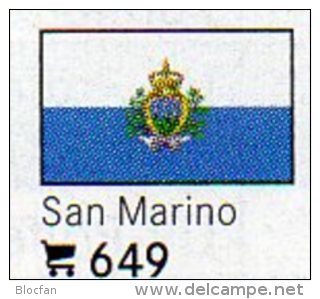 Set 6 Flaggen-Sticker San Marino In Farbe 7€ Zur Kennzeichnung Von Alben+ Sammlungen Firma LINDNER #649 Flag Of Republik - Accessories