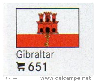 Set 6 Flaggen-Sticker Gibraltar In Farbe 7€ Zur Kennzeichnung Von Alben+Sammlung Firma LINDNER #651 Flag Of Britain CPA - Zubehör