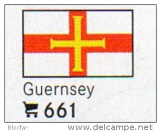 Set 6 Flaggen-Sticker Guernsey In Farbe 7€ Zur Kennzeichnung Von Alben+Sammlung Firma LINDNER #661 Flag Isle Of Britain - Accessoires