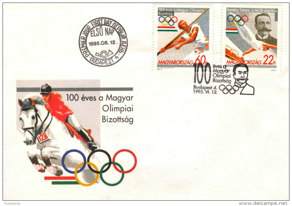 HUNGARY - 1995. FCD - Hungarian Olympic Committee,Centenary / Coubertin   MNH!!! Mi:4349-4350. - FDC