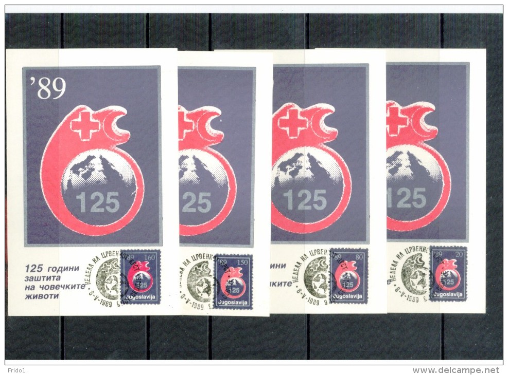 Jugoslawien / Yugoslavia / Yougoslavie 1989 Roten Kreuz / Red Cross Maximumcards - Croix-Rouge