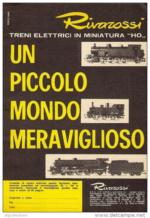 # RIVAROSSI TRENI ELETTRICI 1960s Italy Advert Pub Pubblicità Reklame Train HO Scale Zug Tren Treno - Autres & Non Classés