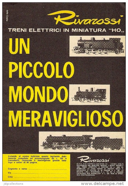 # RIVAROSSI TRENI ELETTRICI 1960s Italy Advert Pub Pubblicità Reklame Train HO Scale Zug Tren Treno - Altri & Non Classificati