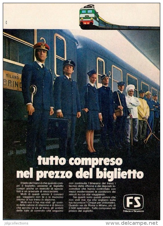 # FERROVIE DELLO STATO 1970s Italy Advert Pub Pubblicità Reklame Train Zug Tren Treno Railways - Altri & Non Classificati