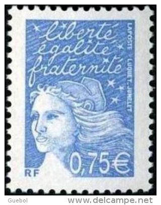 France Marianne Du 14 Juillet N° 3572 ** Luquet Le 0.75 Bleu Ciel - 1997-2004 Marianne Van De 14de Juli