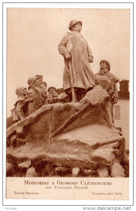 CP, Militaria, Monument à Georges Clémenceau, Vierge - Monumenti Ai Caduti