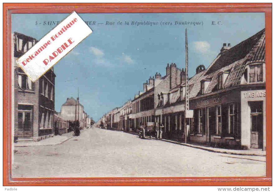 Carte Postale 59. Saint-Pol-sur-mer Prés Dunkerque Café Tabac Au Bon Coin Rue De La République Trés  Beau Plan - Saint Pol Sur Mer