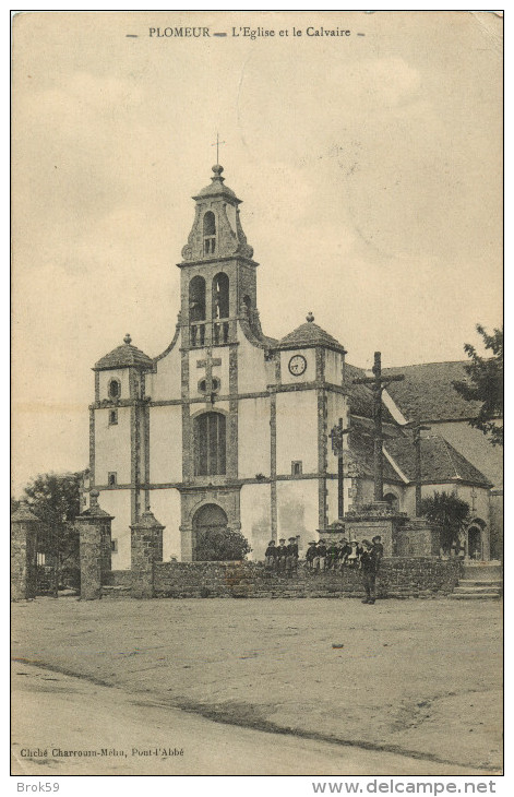 29 PLOMEUR - L EGLISE ET LE CALVAIRE ( ANIMEE - ENFANTS ) - Other & Unclassified