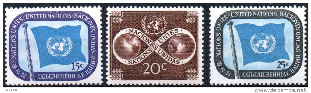 ONU UNO NEW YORK ** MNH Poste   7 à 9 Drapeau Flag Fahne Globe Map - Nuovi