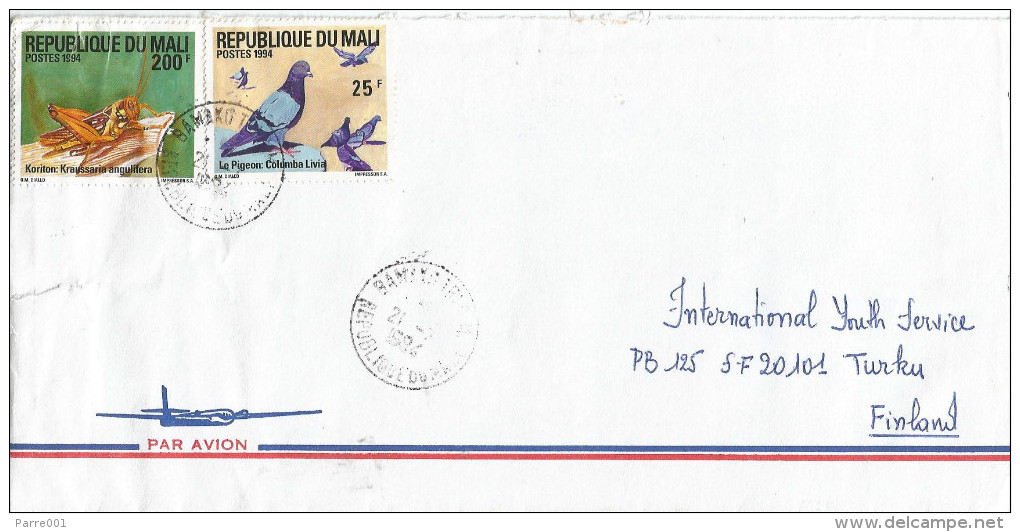 Mali 1994 Bamako Pigeon Dove Bird Cricket Locust Insect Cover - Mali (1959-...)