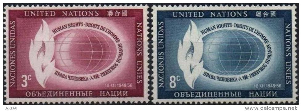 ONU UNO NEW YORK ** MNH Poste  46 Et 47 Journée Des Droits - Unused Stamps