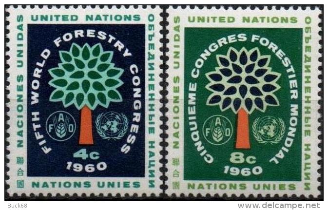ONU UNO NEW YORK ** MNH Poste  78 Et 79 Congrès Mondial Forestier Forêt Forest Baum - Neufs