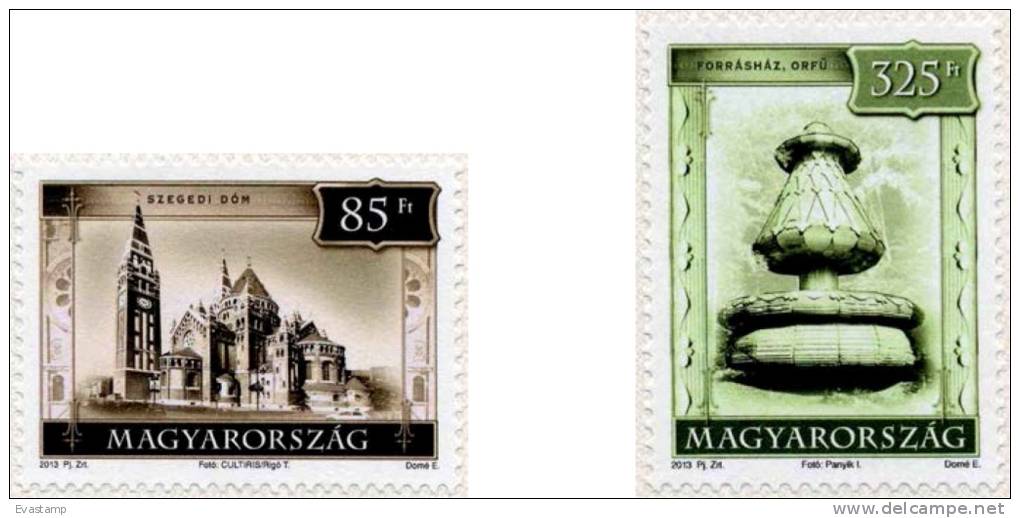 HUNGARY-2013. Tourism - Cathedral In Szeged And House Of Spring-well In Orf&#369; MNH - Nuovi