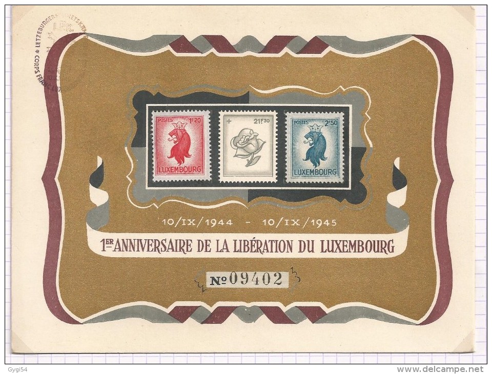 1er Anniversaire De La Libération Du Luxembourg  1945 - Cartes Commémoratives