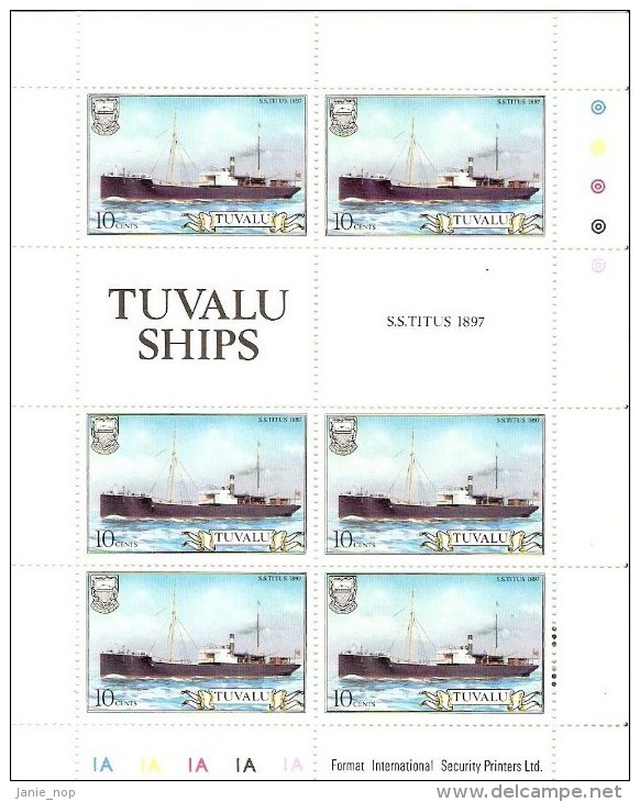 Tuvalu 1984 Ship 10c Titus Sheetlet MNH - Tuvalu