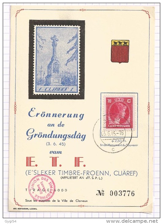 Erönnerung An De Gröndungdag   03 Mars 1945 - Commemoration Cards