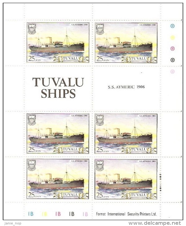 Tuvalu 1984 Ship 25c Aymeric Sheetlet MNH - Tuvalu